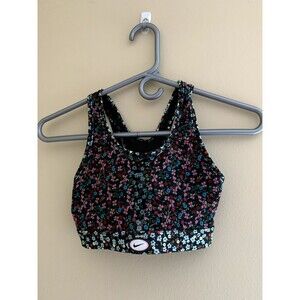 Nike XS Multicolored Floral Sports Bra Racerback Mesh Workout Sports Bra Flowers